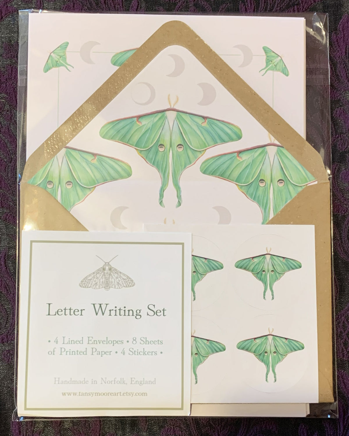 Moth and Moon letter writing set