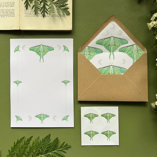 Moth and Moon letter writing set